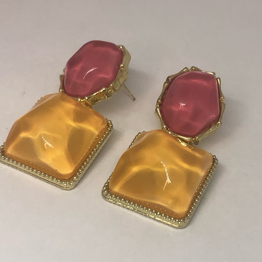 Pastel yellow and rose earrings